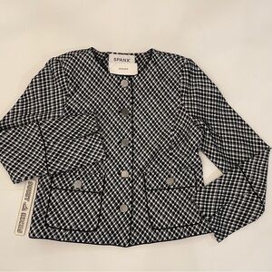 SPANX Women’s Ponte Lady Jacket Stretch Jacquard Black Plaid